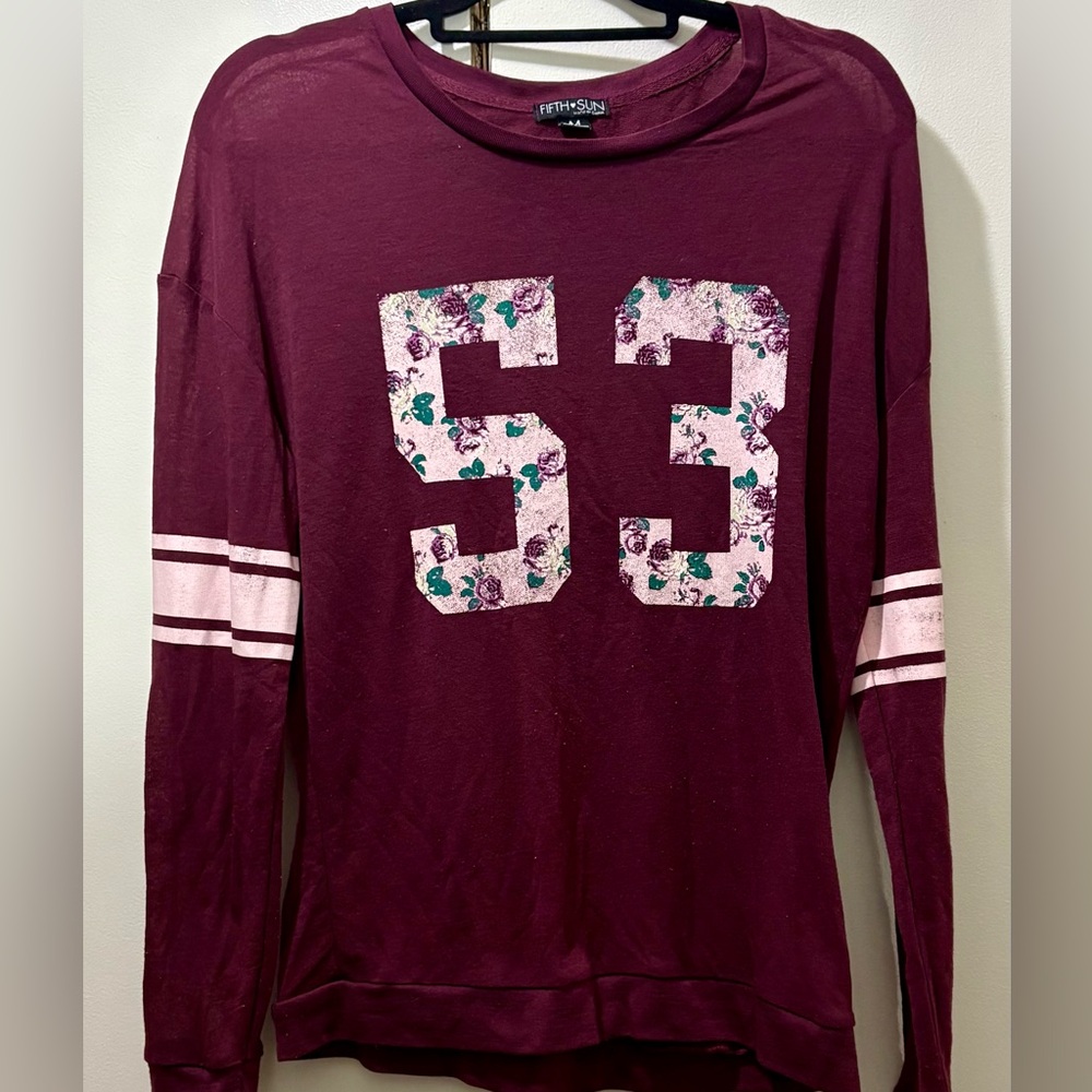 Express Maroon Floral Number Women's Top